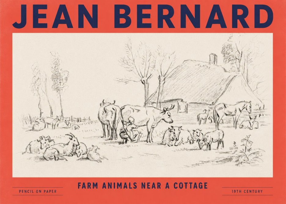 Jean Bernard Farmyard Scene No5 - Juliste