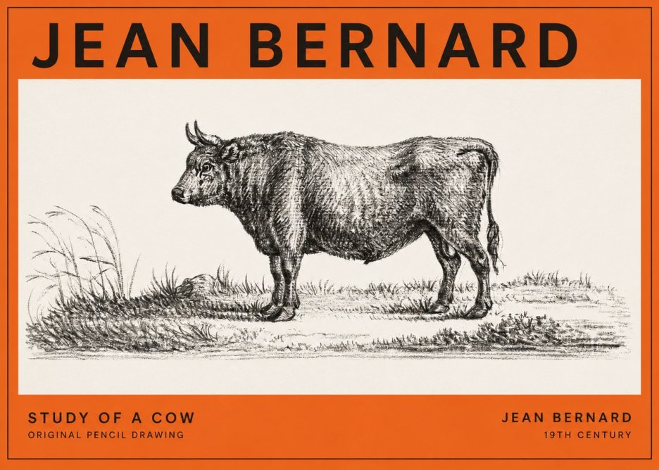 Jean Bernard Study of a Cow XIII No2 - Juliste