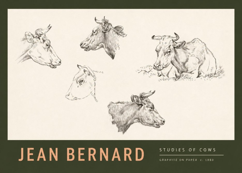 Jean Bernard Studies of Cows I No2 - Juliste