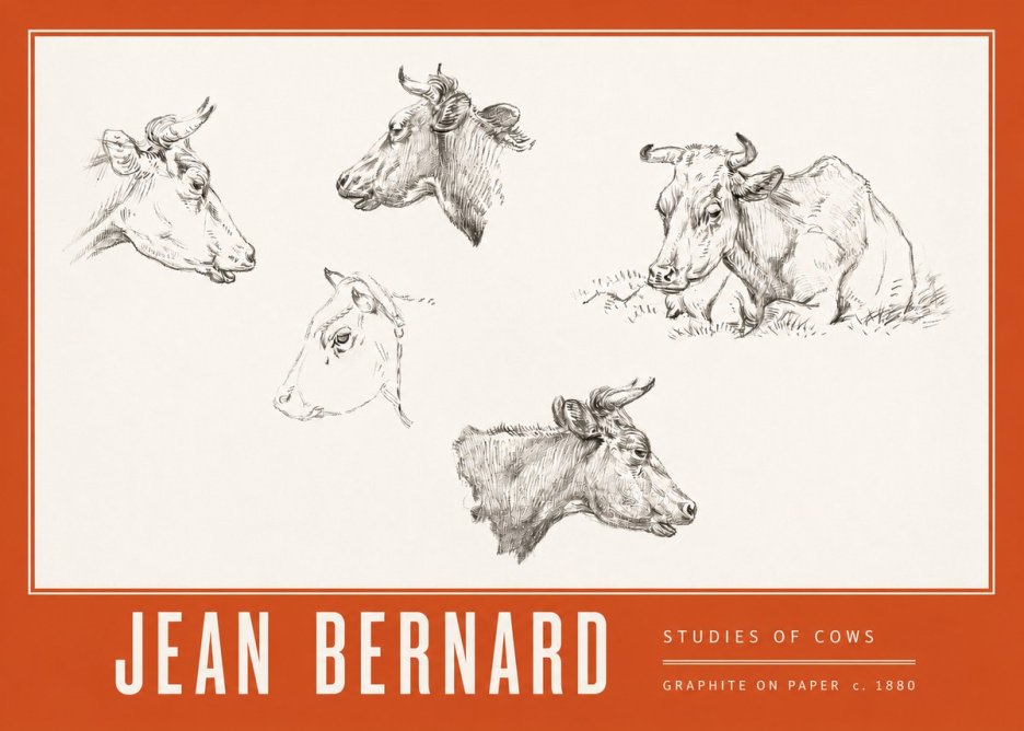 Jean Bernard Studies of Cows I No3 - Juliste