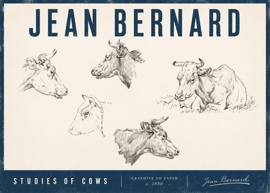 Jean Bernard Studies of Cows I No4 - Juliste