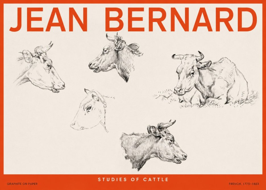 Jean Bernard Studies of Cows I No6 - Juliste