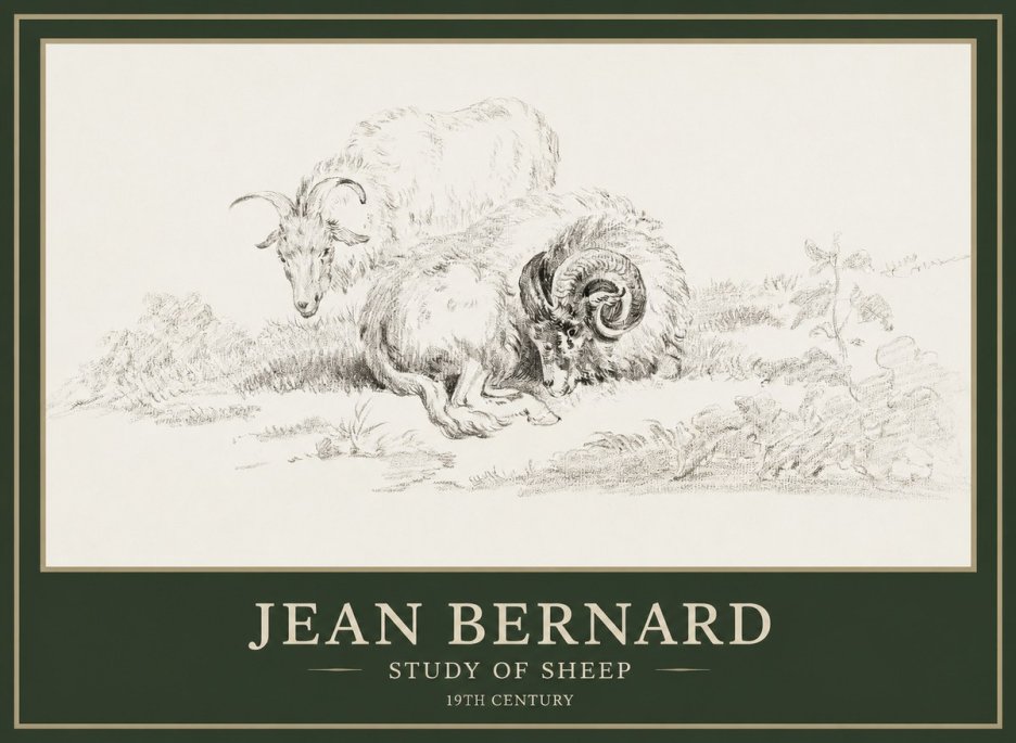 Jean Bernard Study of Sheep No1 - Juliste