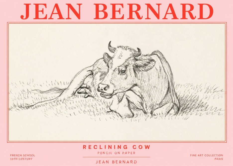 Jean Bernard Reclining Cow III No2 - Juliste