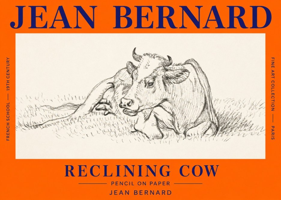 Jean Bernard Reclining Cow III No3 - Juliste