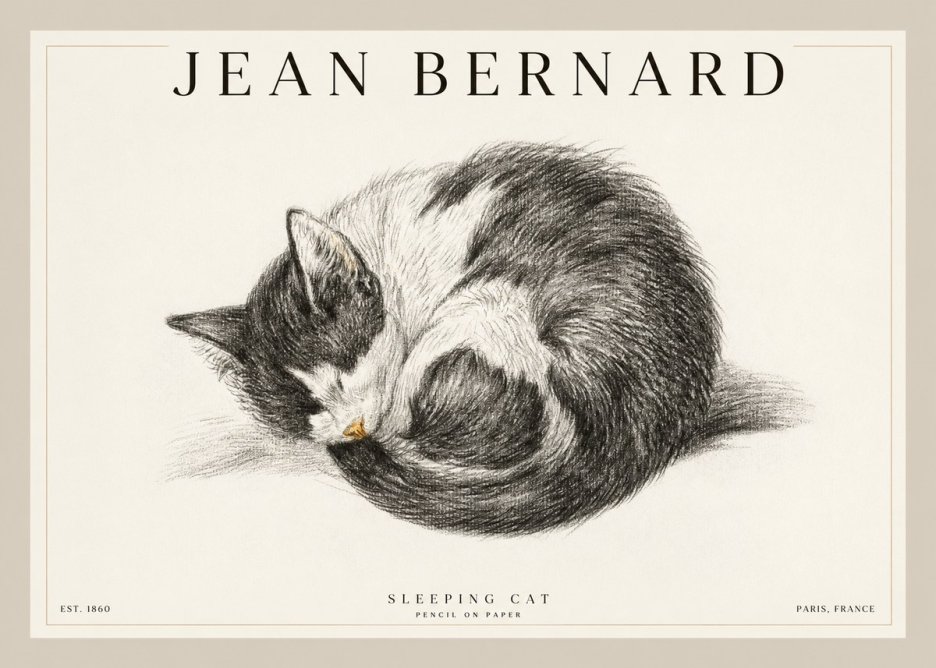 Jean Bernard Sleeping Cat VIII No2 - Juliste