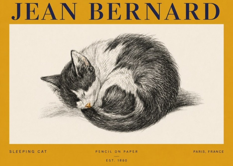 Jean Bernard Sleeping Cat VIII No3 - Juliste