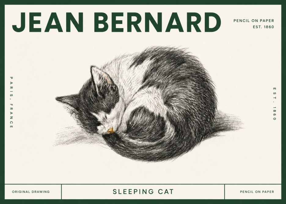Jean Bernard Sleeping Cat VIII No4 - Juliste