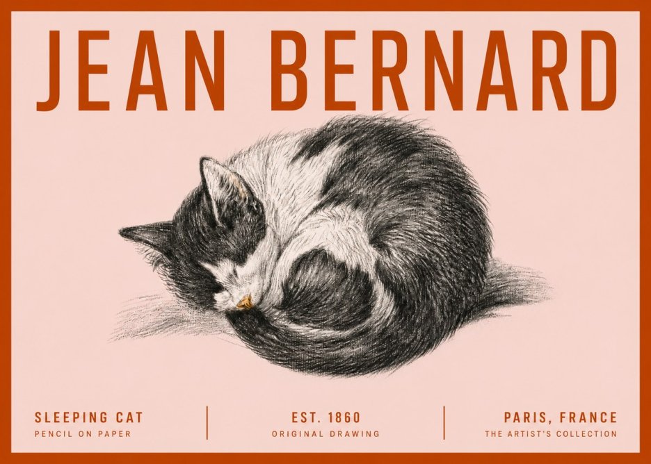 Jean Bernard Sleeping Cat VIII No5 - Juliste