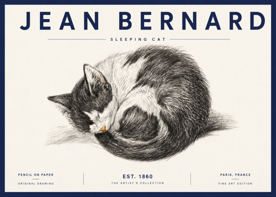 Jean Bernard Sleeping Cat VIII No6 - Juliste