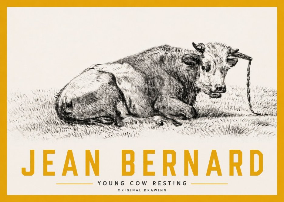 Jean Bernard Young Cow Resting No3 - Juliste