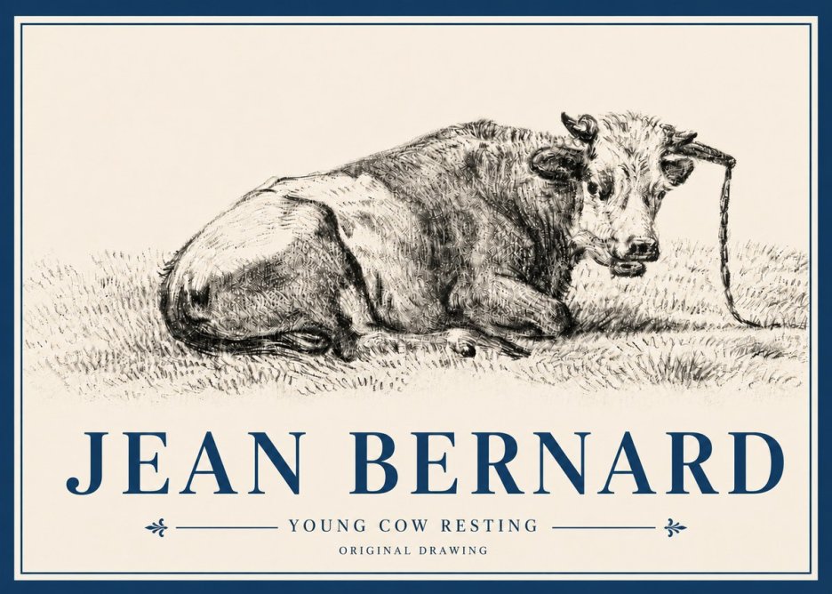 Jean Bernard Young Cow Resting No4 - Juliste