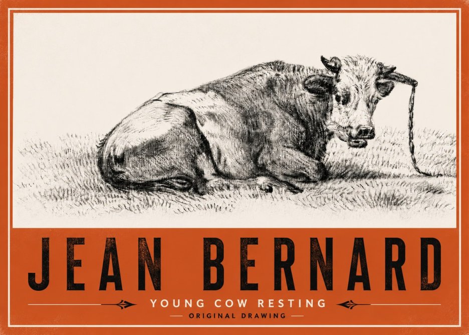 Jean Bernard Young Cow Resting No6 - Juliste