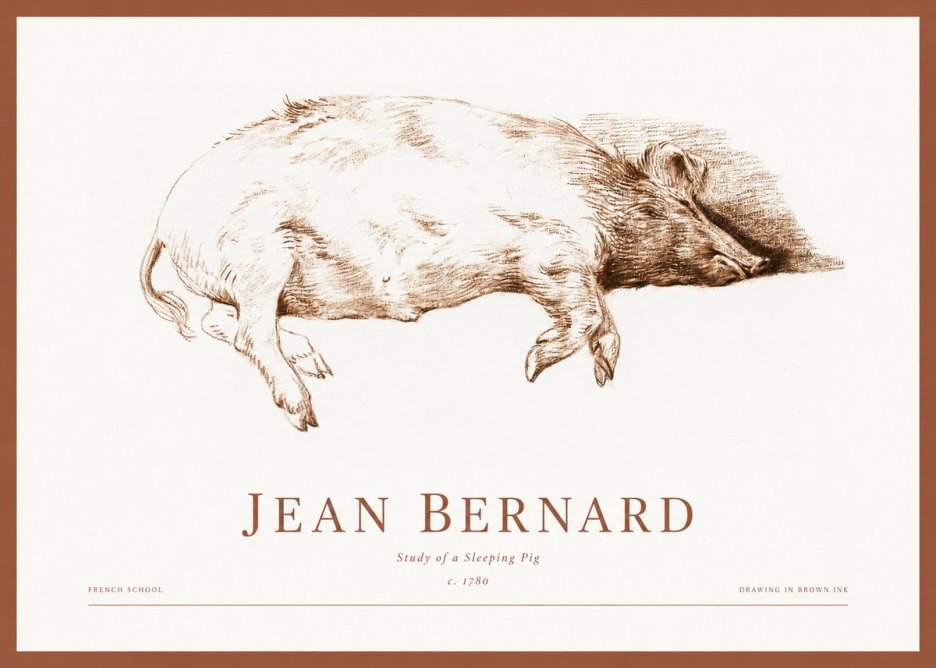 Jean Bernard Study of a Sleeping Pig No1 - Juliste