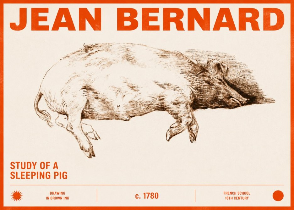 Jean Bernard Study of a Sleeping Pig No2 - Juliste