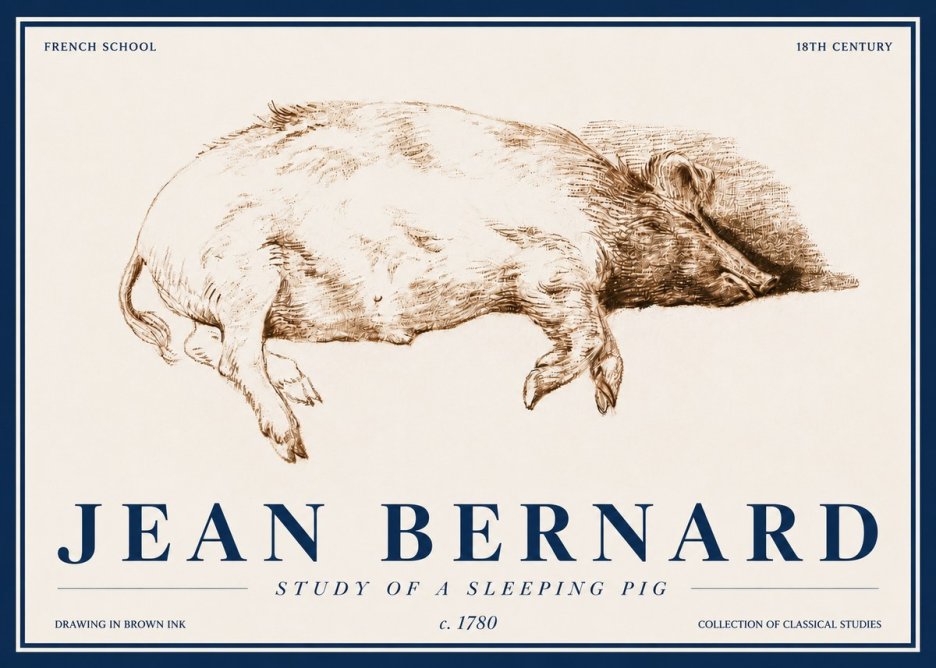 Jean Bernard Study of a Sleeping Pig No4 - Juliste