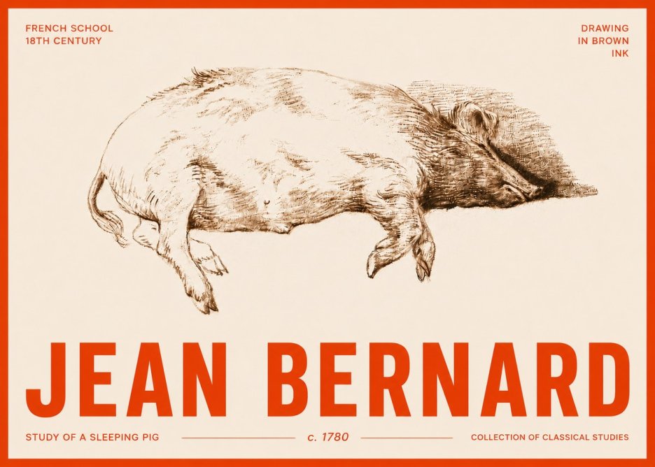Jean Bernard Study of a Sleeping Pig No5 - Juliste