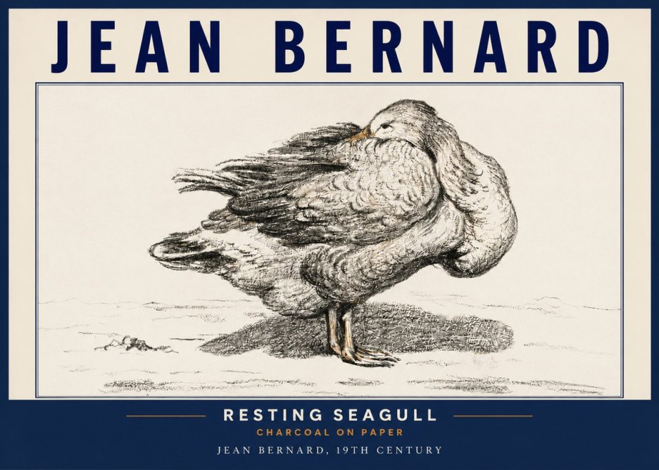 Jean Bernard Resting Seagull No4 - Juliste