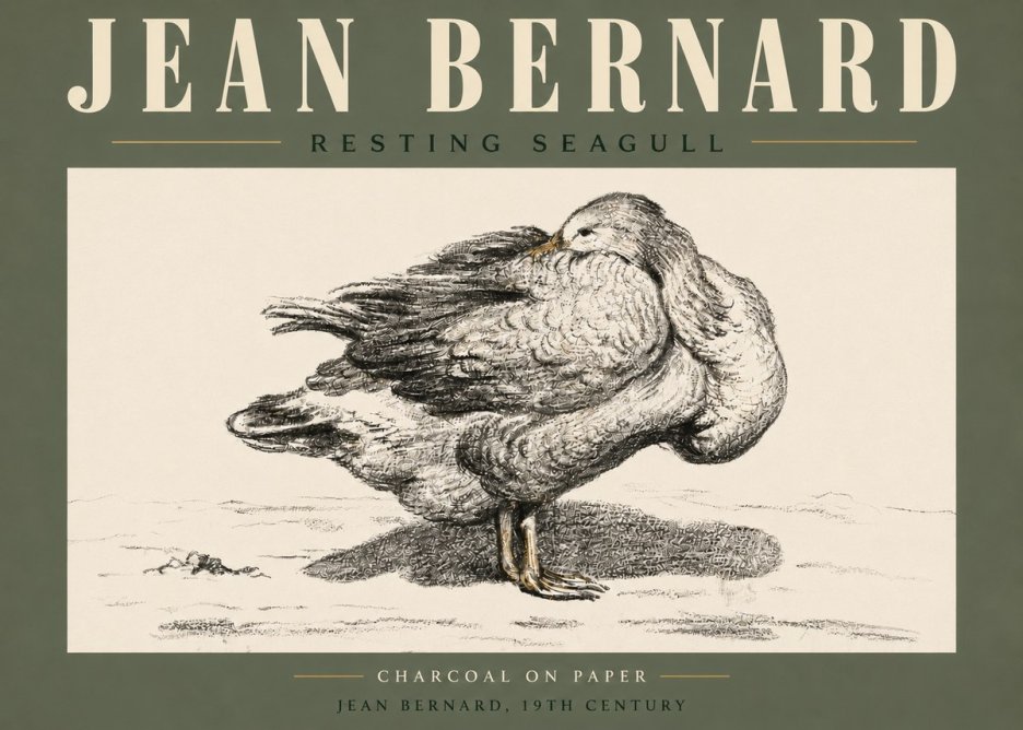 Jean Bernard Resting Seagull No5 - Juliste