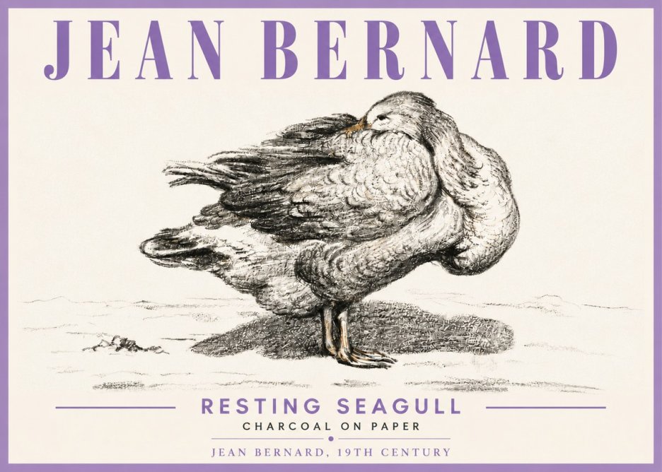 Jean Bernard Resting Seagull No6 - Juliste