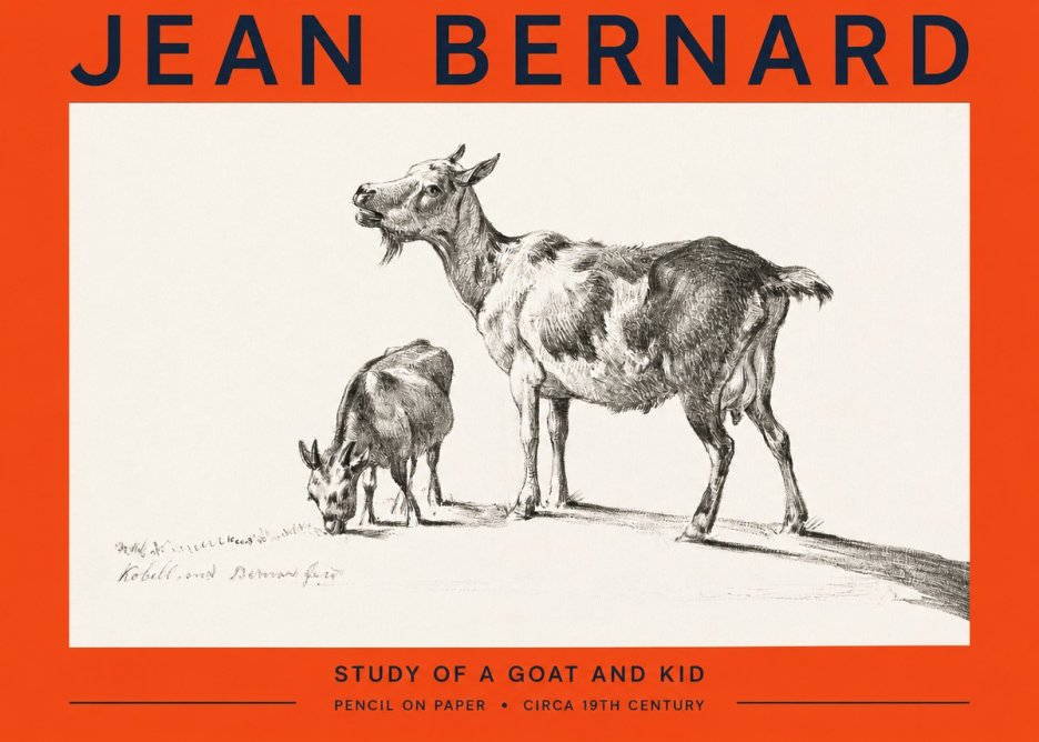 Jean Bernard Study of a Goat and Kid No2 - Juliste