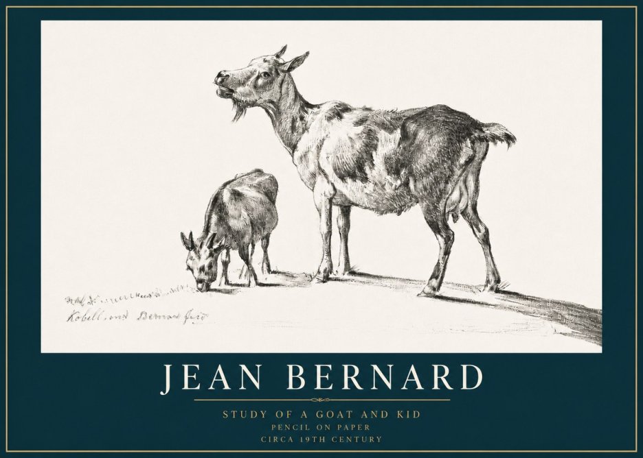 Jean Bernard Study of a Goat and Kid No3 - Juliste