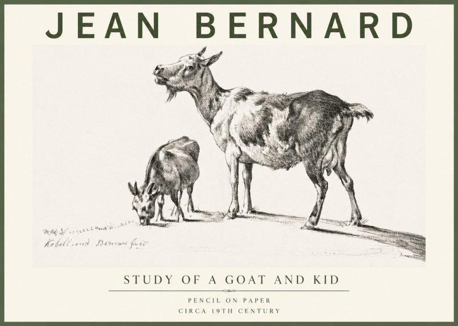 Jean Bernard Study of a Goat and Kid No4 - Juliste