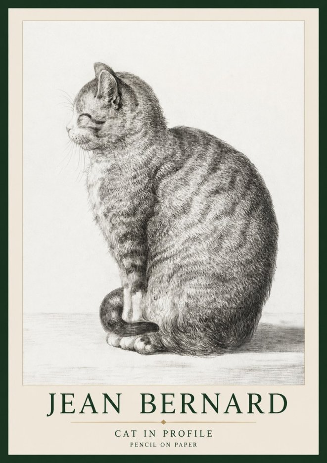 Jean Bernard Cat in Profile No1 - Juliste