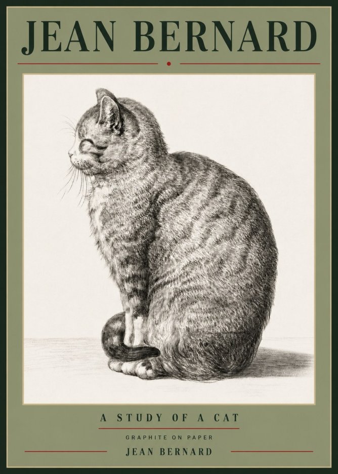Jean Bernard Cat in Profile No6 - Juliste