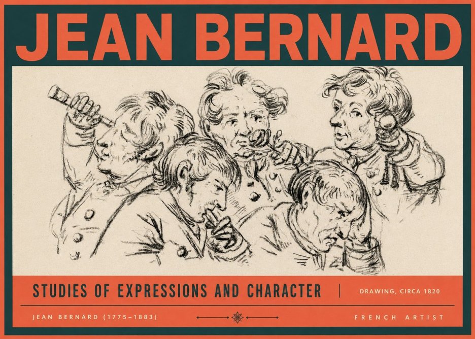 Jean Bernard Studies of Expressions and Character No2 - Juliste