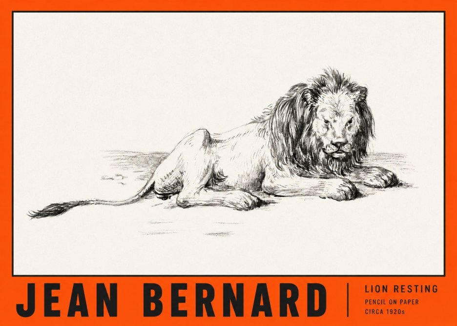 Jean Bernard Lion Resting No2 - Juliste