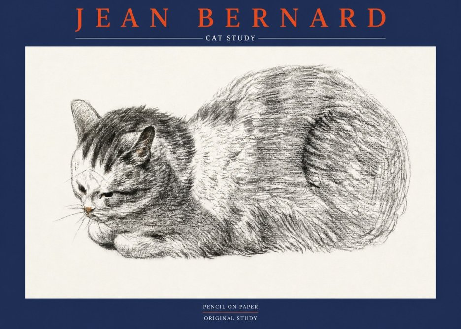 Jean Bernard Cat Study X No2 - Juliste