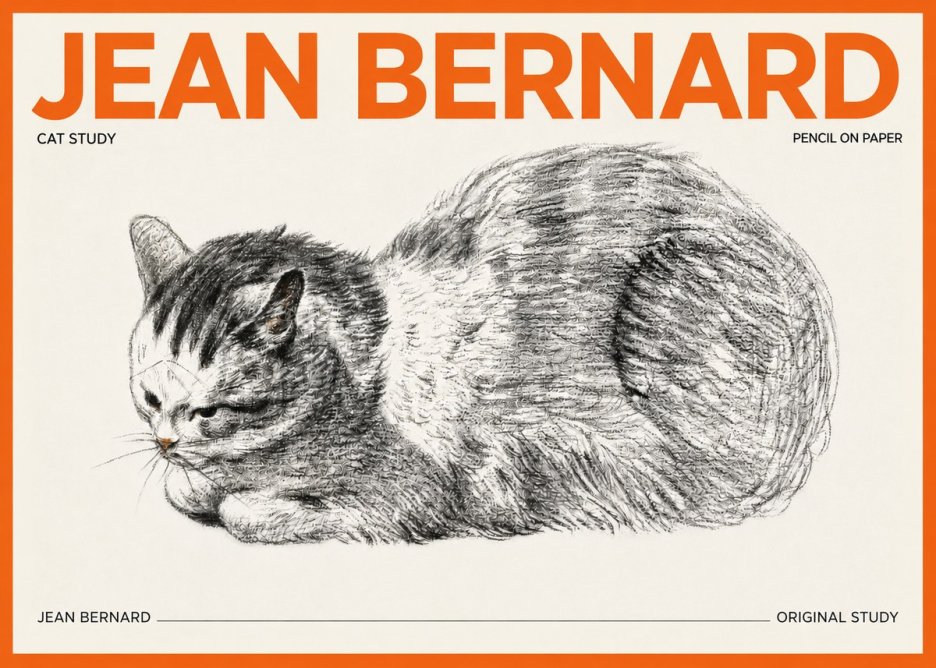 Jean Bernard Cat Study X No3 - Juliste