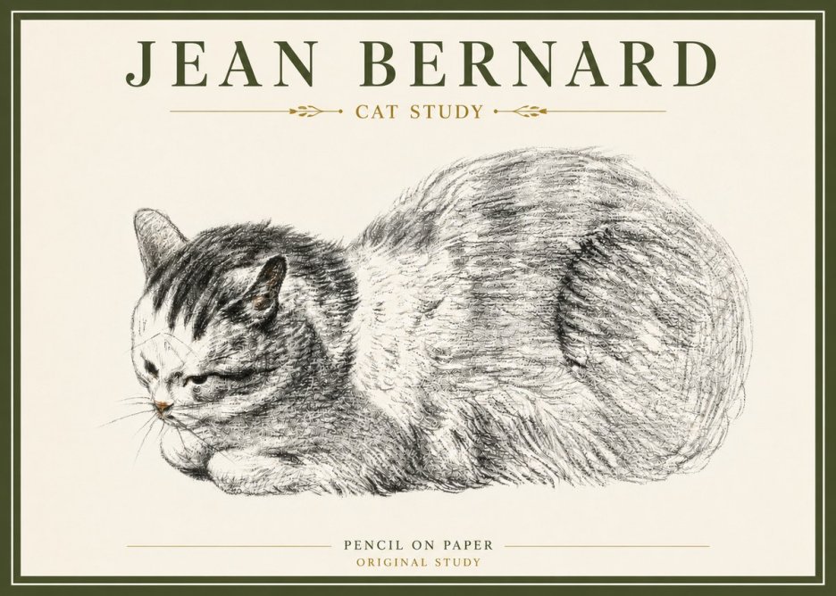 Jean Bernard Cat Study X No4 - Juliste