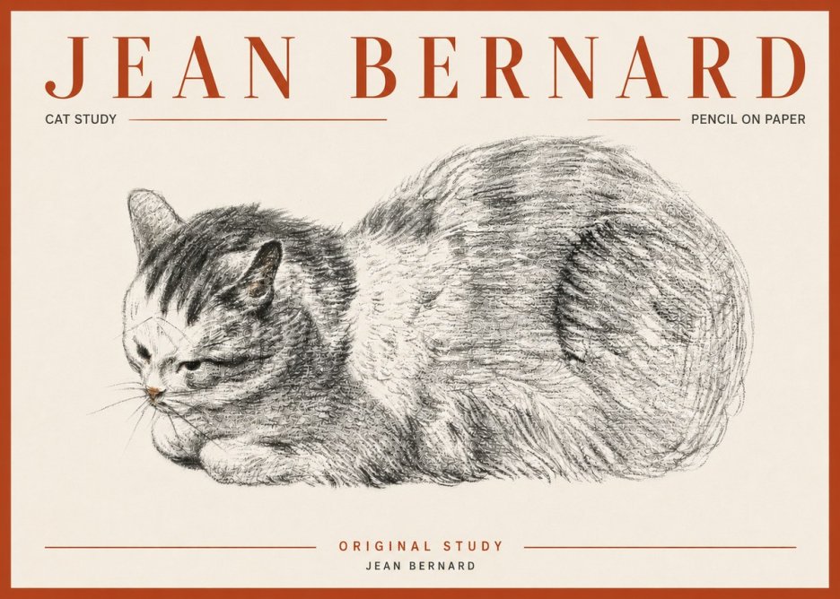 Jean Bernard Cat Study X No5 - Juliste
