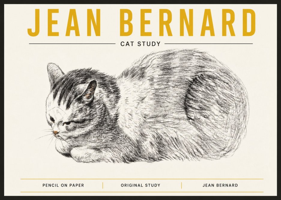Jean Bernard Cat Study X No6 - Juliste