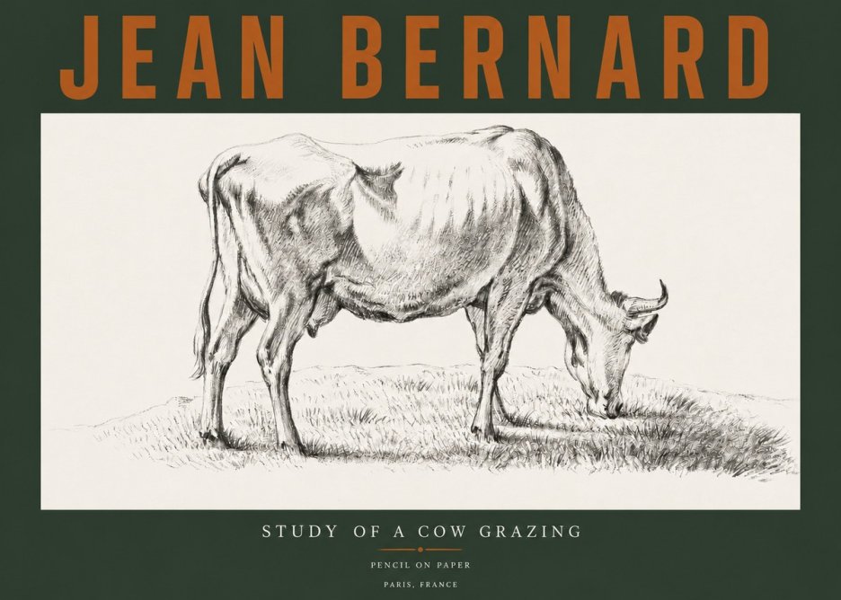 Jean Bernard Study of a Cow Grazing II No3 - Juliste