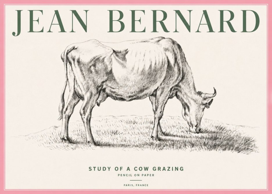 Jean Bernard Study of a Cow Grazing II No4 - Juliste