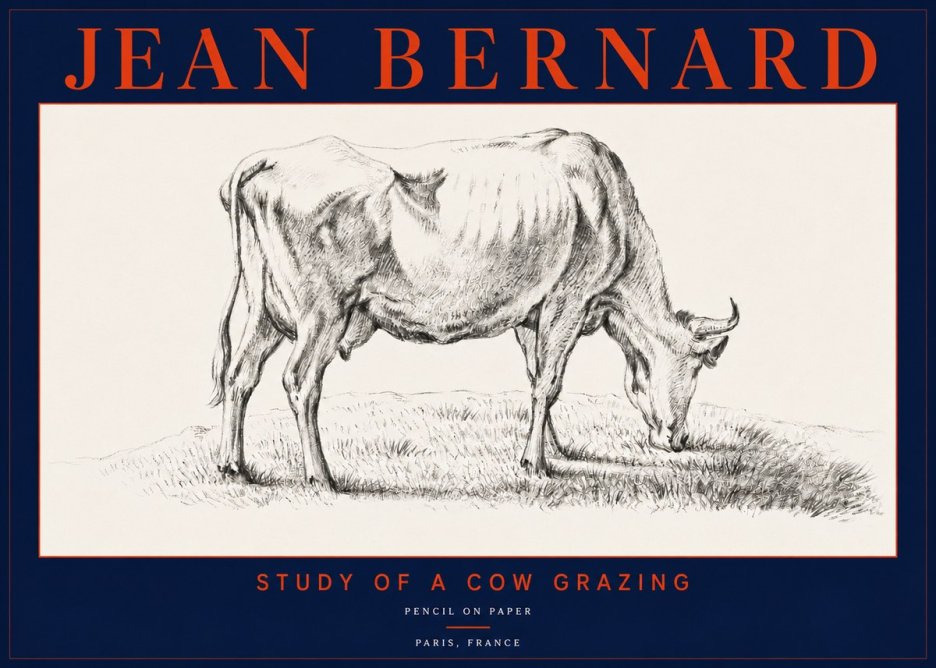 Jean Bernard Study of a Cow Grazing II No5 - Juliste