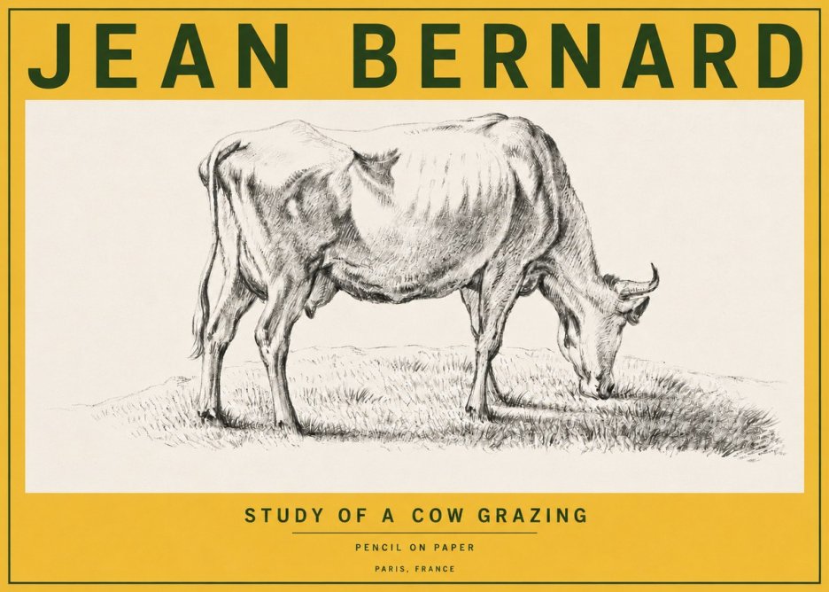 Jean Bernard Study of a Cow Grazing II No6 - Juliste