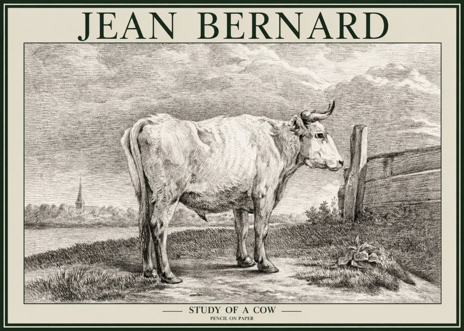 Jean Bernard Study of a Cow XV No2 - Juliste