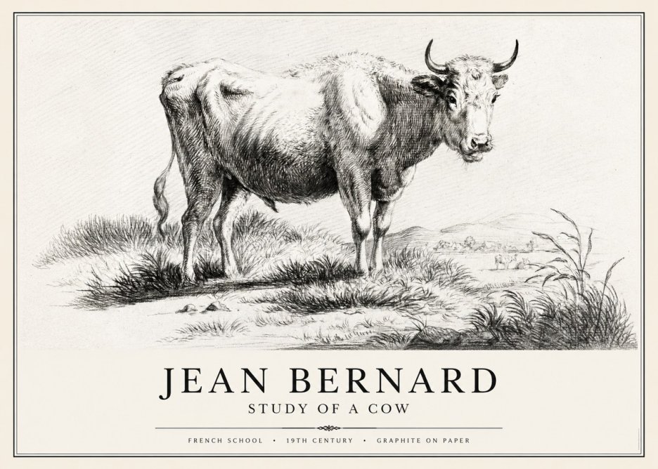 Jean Bernard Study of a Cow XVI No4 - Juliste