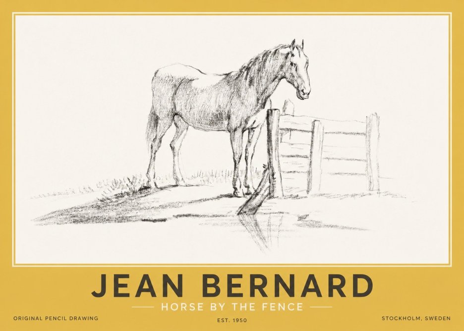 Jean Bernard Horse by the Fence No2 - Juliste