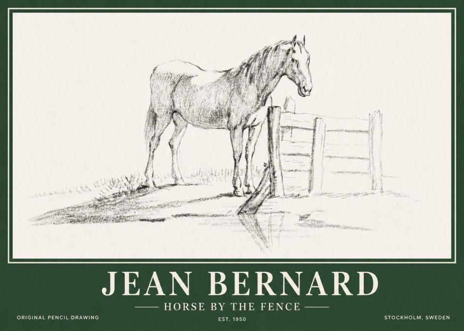 Jean Bernard Horse by the Fence No3 - Juliste