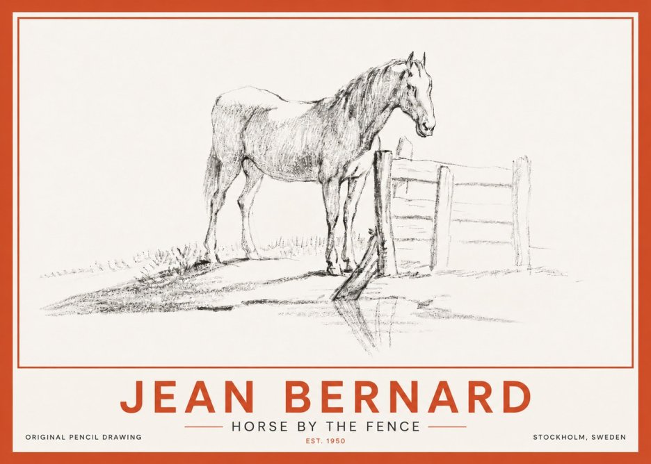 Jean Bernard Horse by the Fence No4 - Juliste