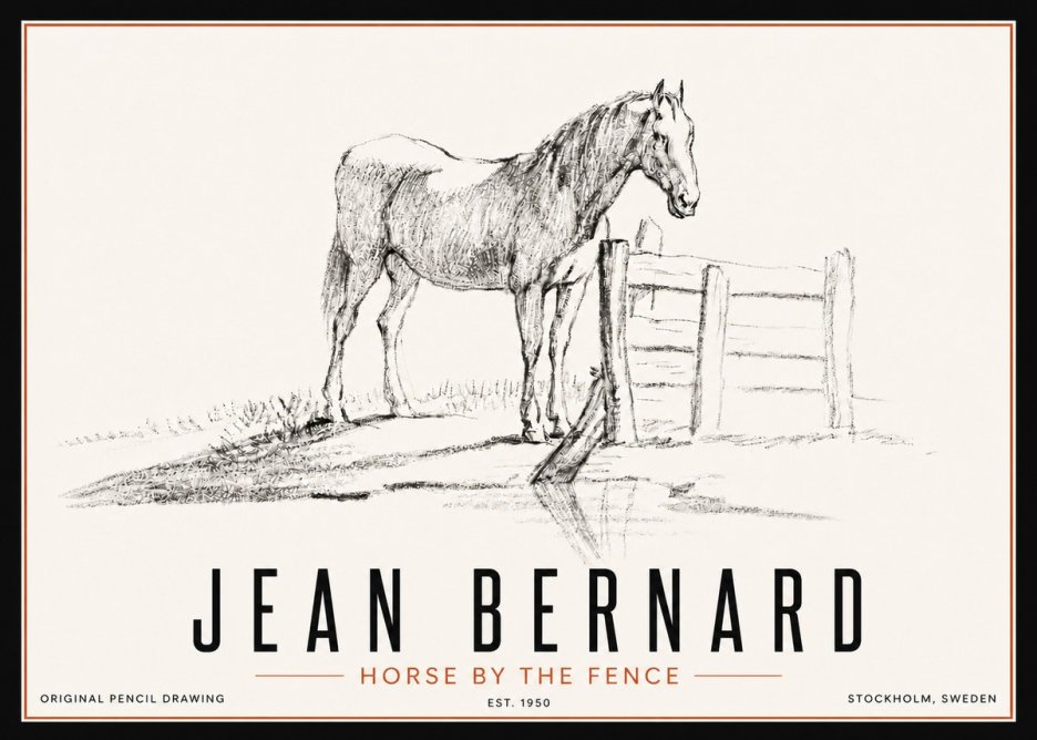 Jean Bernard Horse by the Fence No5 - Juliste