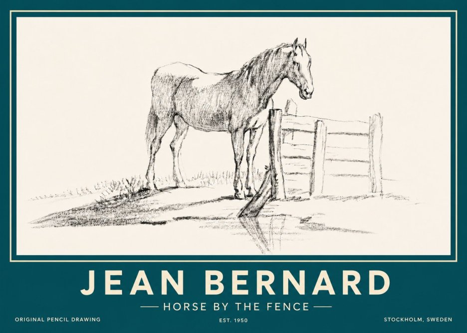 Jean Bernard Horse by the Fence No6 - Juliste