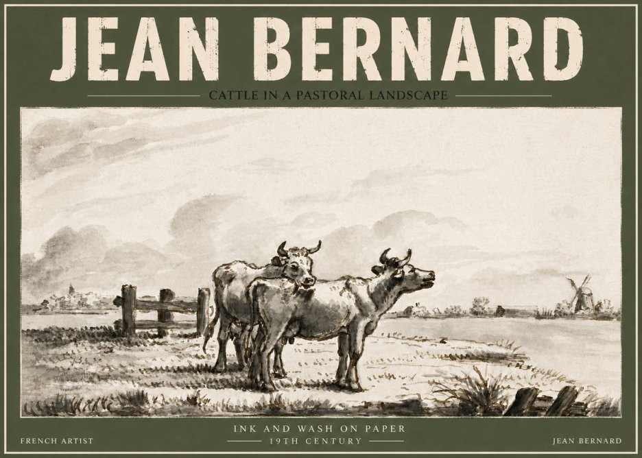 Jean Bernard Cattle in a Pastoral Landscape No4 - Juliste