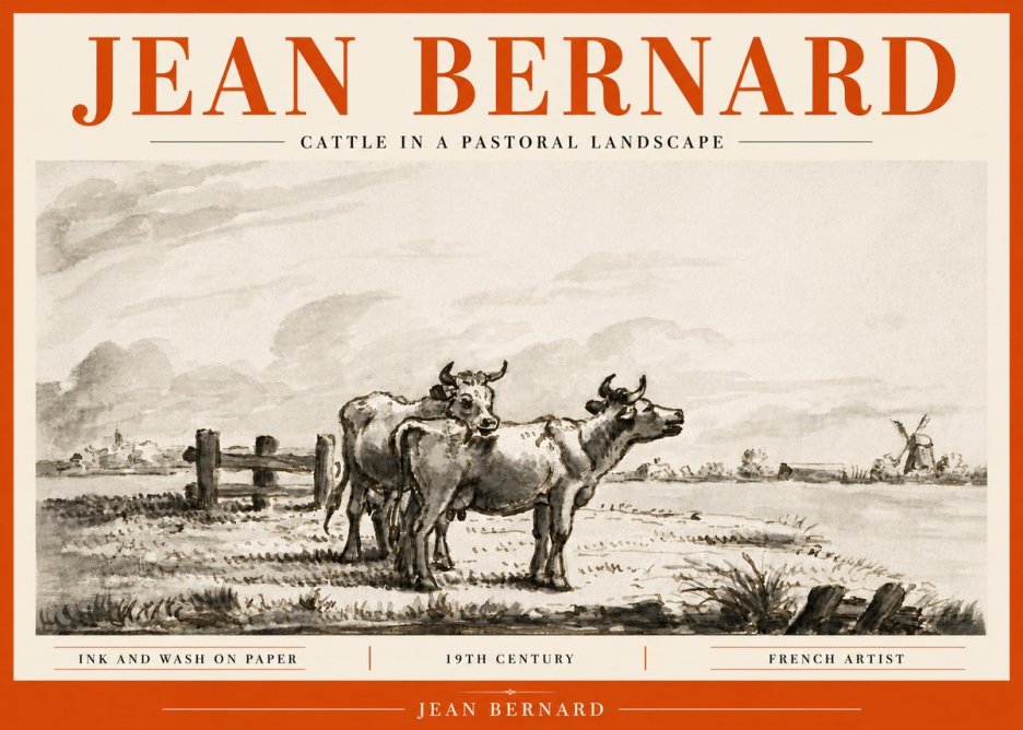 Jean Bernard Cattle in a Pastoral Landscape No6 - Juliste