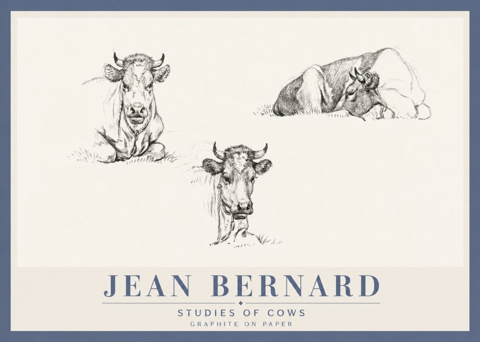 Jean Bernard Studies of Cows II No4 - Juliste